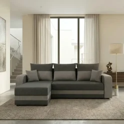 Divano letto angolare 3 posti 237x139cm reversibile grigio Ponza