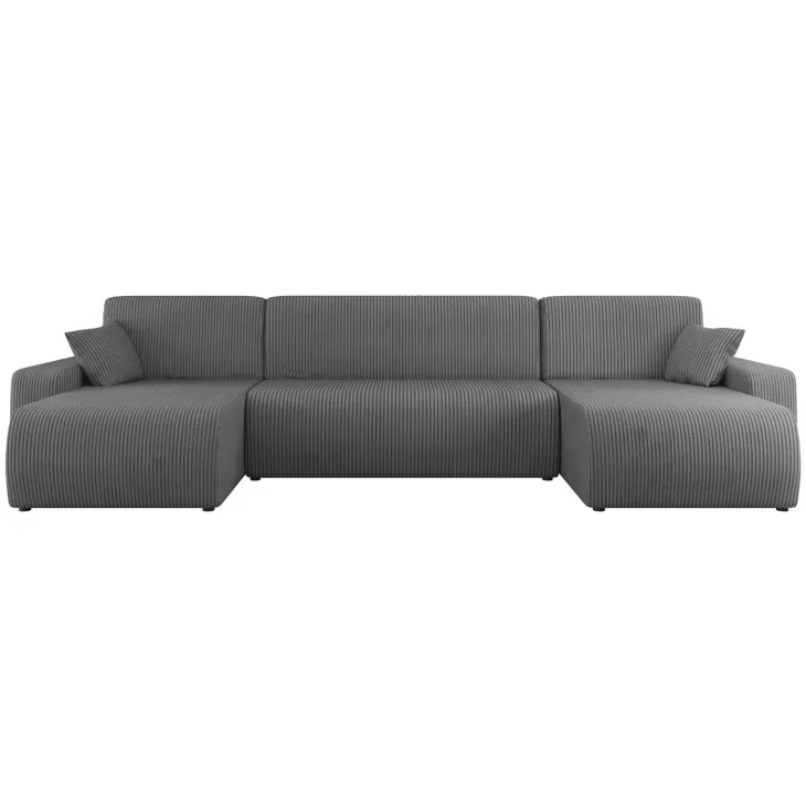 Divano letto angolare 5 posti 312x145cm con contenitore a coste antracite Slurp