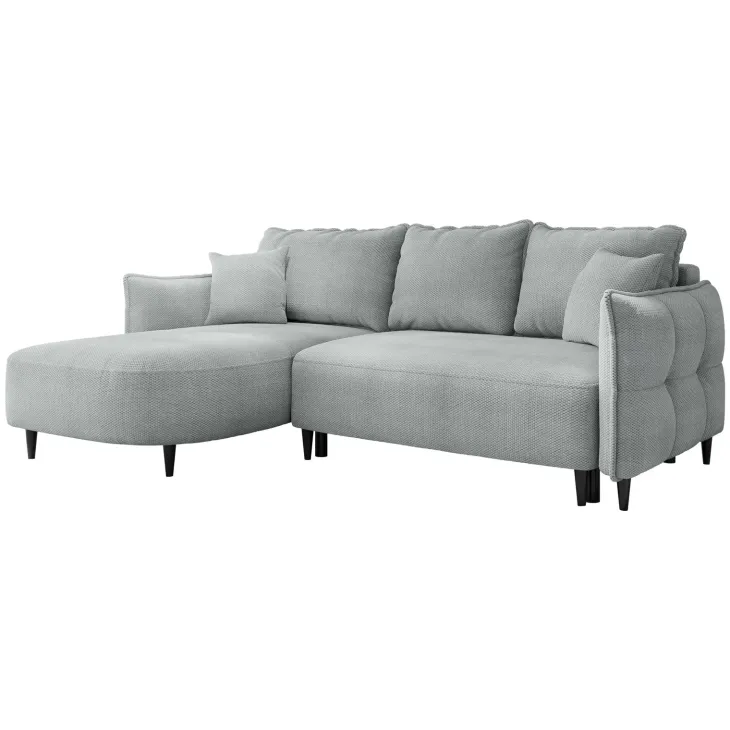 Divano letto angolare 3 posti 244x165cm tessuto grigio Lollypop