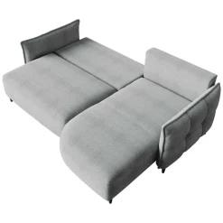 Divano letto angolare 3 posti 244x165cm tessuto grigio Lollypop
