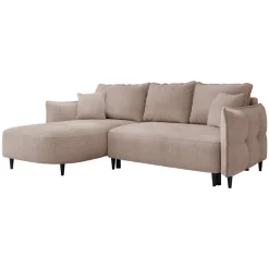 Divano letto angolare 3 posti 244x165cm tessuto rosa Lollypop