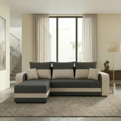 Divano letto angolare 3 posti 237x139cm reversibile grigio beige Ponza