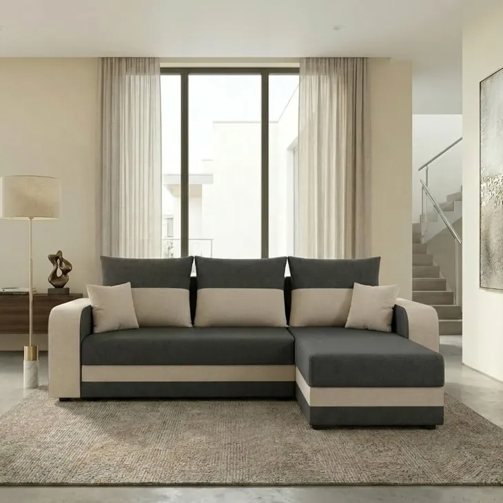 Divano letto angolare 3 posti 237x139cm reversibile grigio beige Ponza