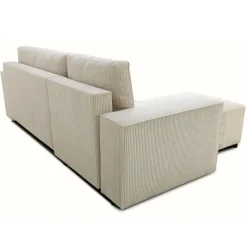 Divano letto angolare reversibile 242x155cm tessuto a coste beige Angels