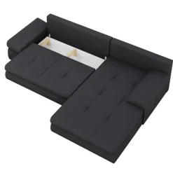 Divano letto angolare reversibile 313x215cm tessuto antracite Puffo