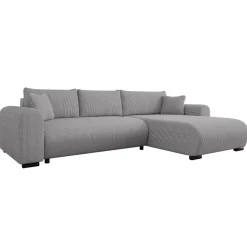 Divano letto angolare reversibile 4 posti 285x188cm con contenitore tessuto velluto a coste grigio Soft