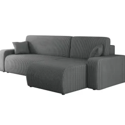 Divano letto angolare reversibile 3 posti 244x145cm con contenitore a coste antracite Slurp