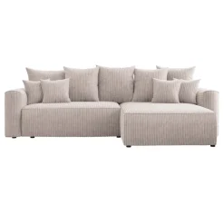 Divano letto angolare reversibile 260x160cm velluto a coste beige Scintilla