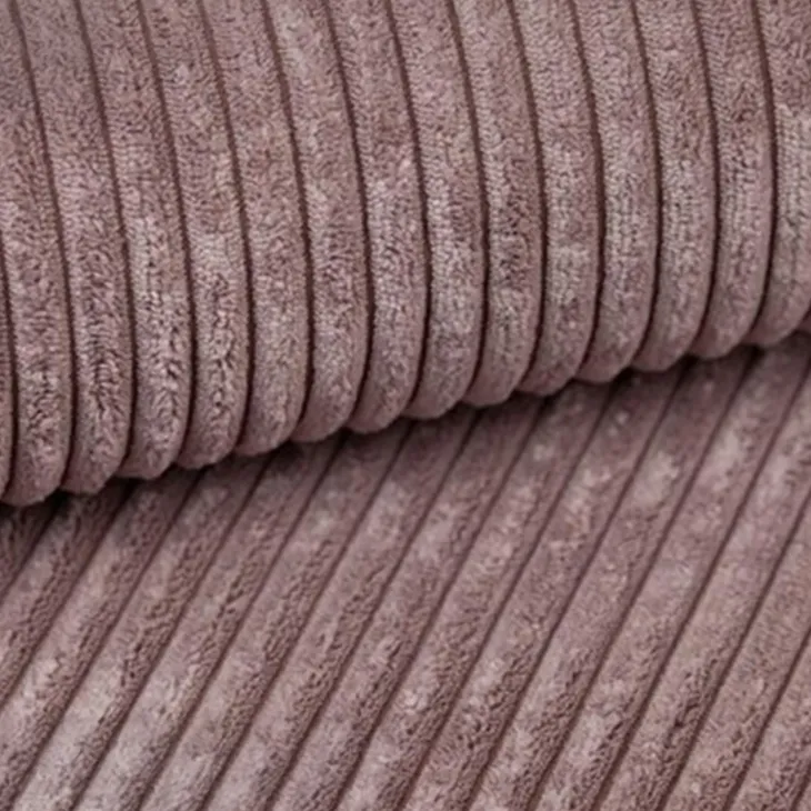 Divano letto angolare reversibile 260x160cm velluto a coste rosa antico Scintilla