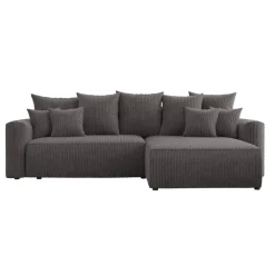Divano letto angolare reversibile 260x160cm velluto a coste antracite Scintilla