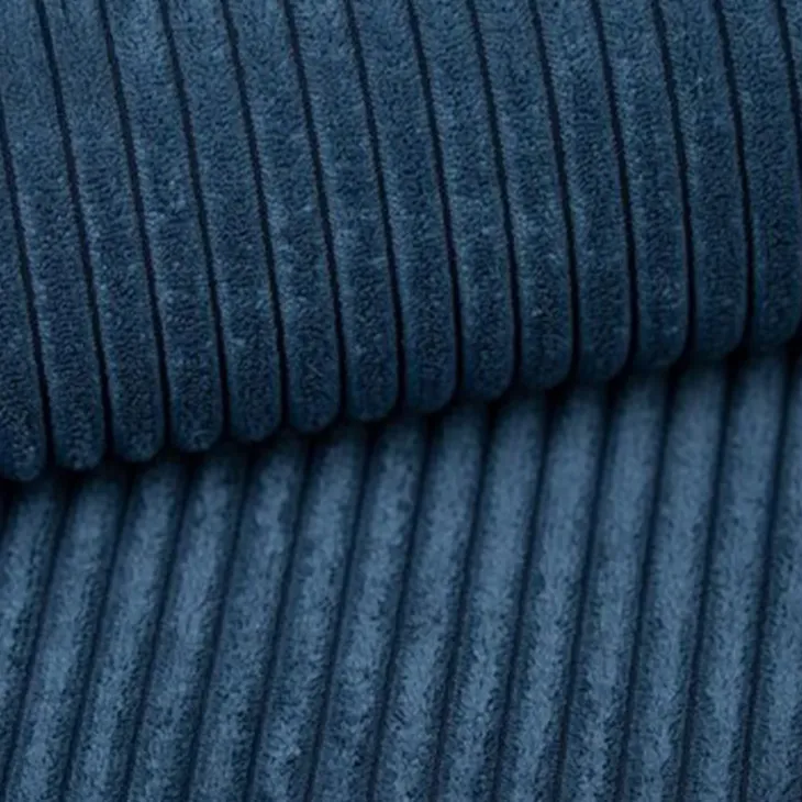 Divano letto angolare reversibile 260x160cm velluto a coste blu Scintilla