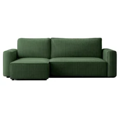 Divano letto angolare reversibile 243x142cm velluto a coste verde scuro Ofelia