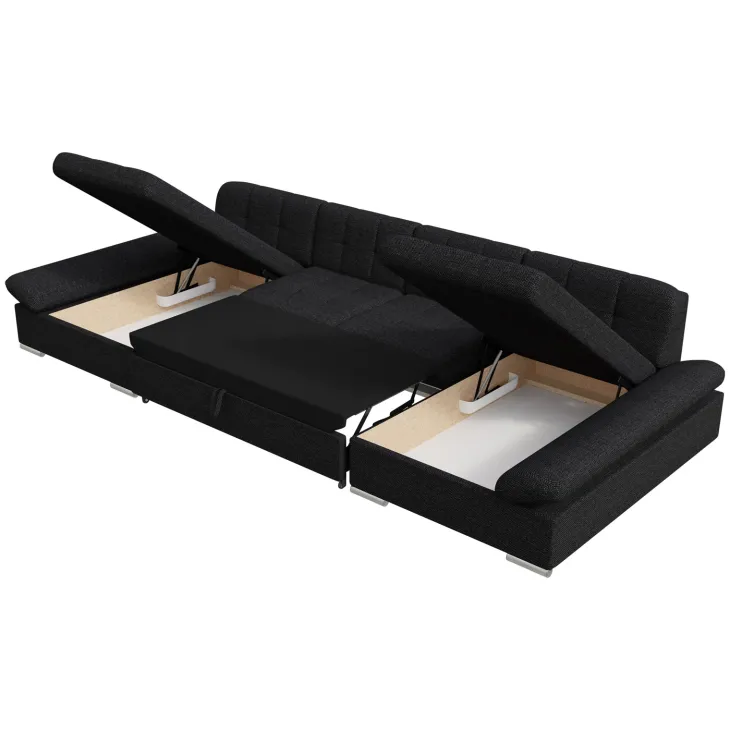 Divano letto angolare reversibile moderno design 360x160cm nero Carpiano