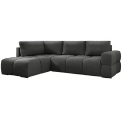 Divano letto angolare reversibile 3 posti 267x185cm box contenitore antracite Sottovoce