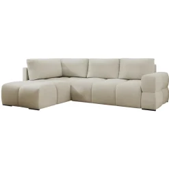 Divano letto angolare reversibile 3 posti 267x185cm box contenitore beige Sottovoce