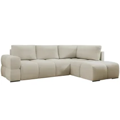 Divano letto angolare reversibile 3 posti 267x185cm box contenitore beige Sottovoce