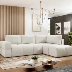 Divano letto angolare reversibile 3 posti 267x185cm box contenitore bianco perla Sottovoce