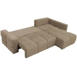 Divano letto angolare reversibile 3 posti 267x185cm box contenitore beige sabbia Sottovoce
