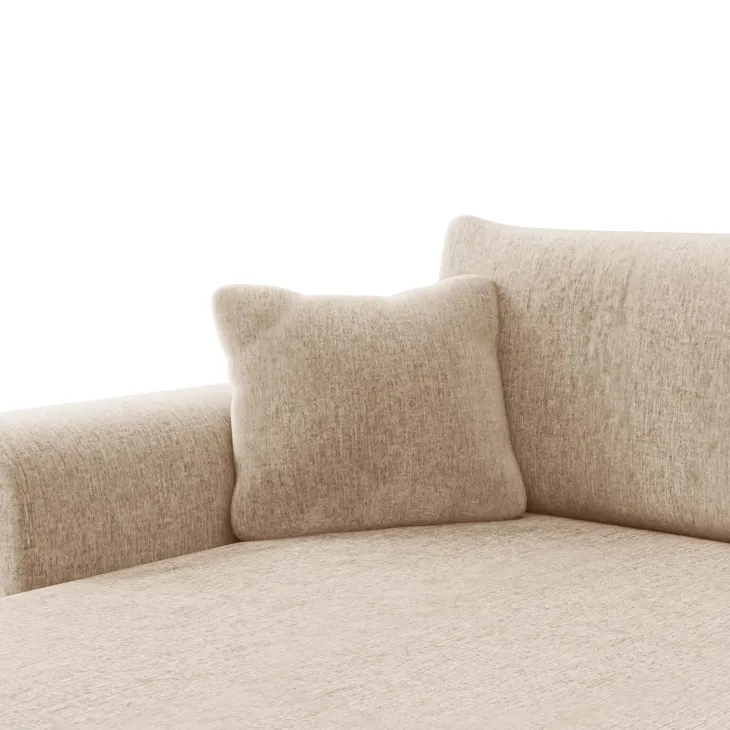 Divano letto angolare reversibile 4 posti 285x188cm con contenitore imbottito tessuto beige Soft
