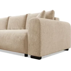 Divano letto angolare reversibile 4 posti 285x188cm con contenitore imbottito tessuto beige Soft