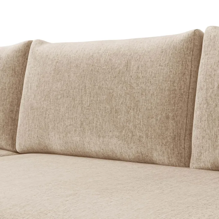 Divano letto angolare reversibile 4 posti 285x188cm con contenitore imbottito tessuto beige Soft