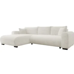 Divano letto angolare reversibile 4 posti 285x188cm con contenitore a trama spessa bianco Soft
