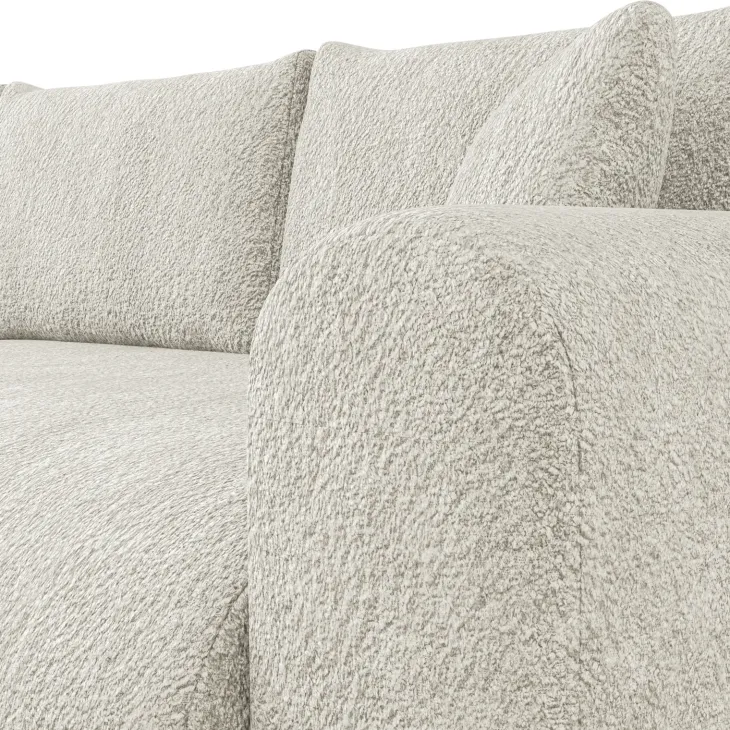 Divano letto angolare reversibile 4 posti 285x188cm con contenitore tessuto bouclé beige chiaro Soft