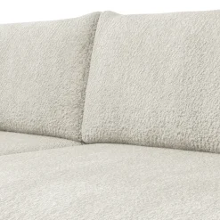 Divano letto angolare reversibile 4 posti 285x188cm con contenitore tessuto bouclé beige chiaro Soft