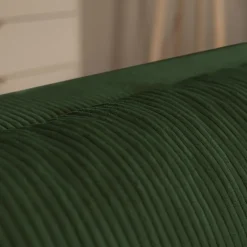 Divano letto angolare reversibile 4 posti 285x188cm con contenitore tessuto velluto a coste verde Soft