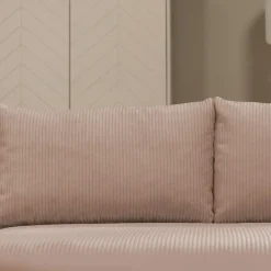 Divano letto angolare reversibile 4 posti 285x188cm con contenitore tessuto velluto a coste rosa Soft