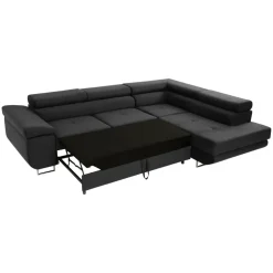 Divano letto angolare sinistra imbottito 274x203cm nero Bormio