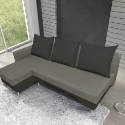 Divano letto angolare sinistra 3 posti 215cm grigio scuro e chiaro Aureliano