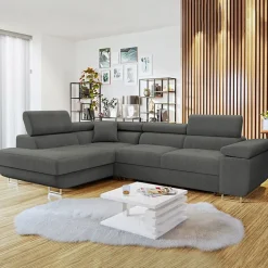Divano letto angolare sinistra imbottito 274x203cm grigio Bormio