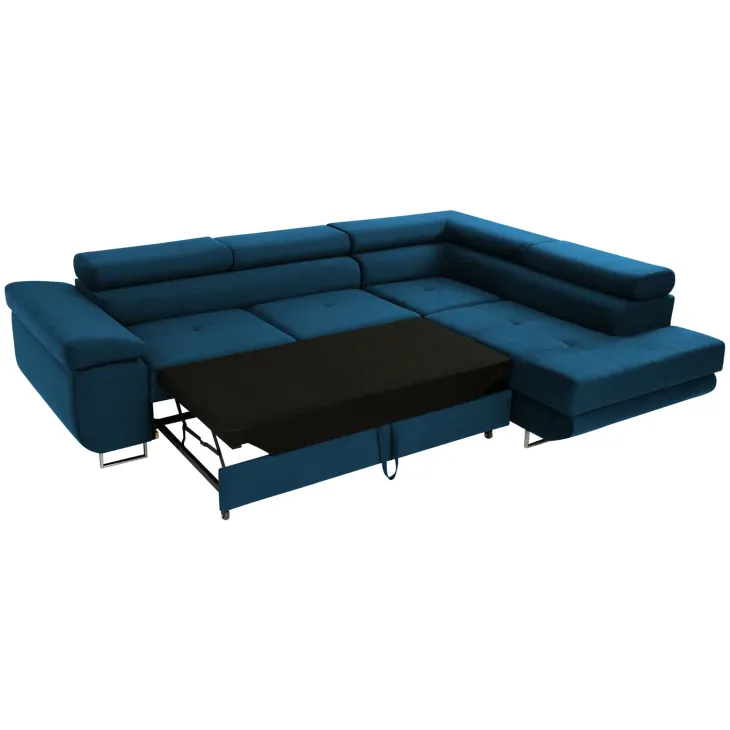 Divano letto angolare sinistra imbottito 274x203cm blu Bormio