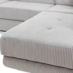 Divano letto angolare sinistra imbottito 274x203cm velluto a coste grigio Bormio