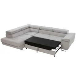 Divano letto angolare sinistra imbottito 274x203cm velluto a coste grigio Bormio