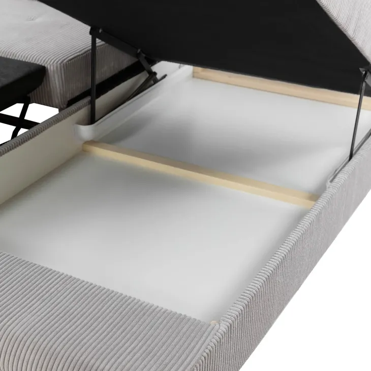 Divano letto angolare sinistra imbottito 274x203cm velluto a coste grigio Bormio