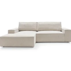 Divano letto angolare sinistro 3 posti 267x167cm velluto a coste beige Relaxion