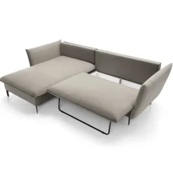 Divano letto angolare sinistro 3 posti 258x167cm tessuto beige Lushify