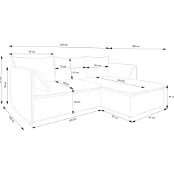 Divano letto angolare sinistro 3 posti 230x166cm tessuto giallo senape Easeful