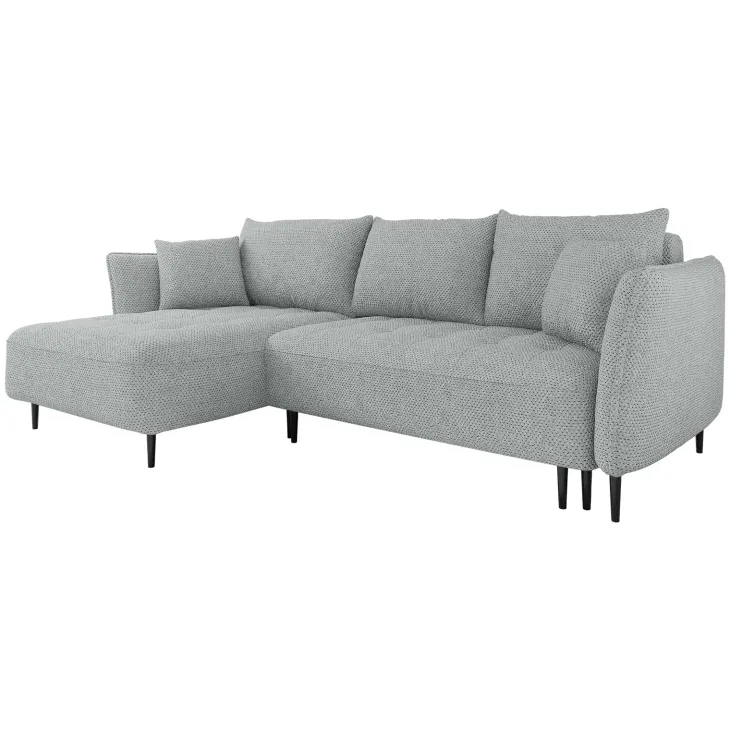 Divano letto angolare sinistro 3 posti 276x158cm tessuto grigio Angle