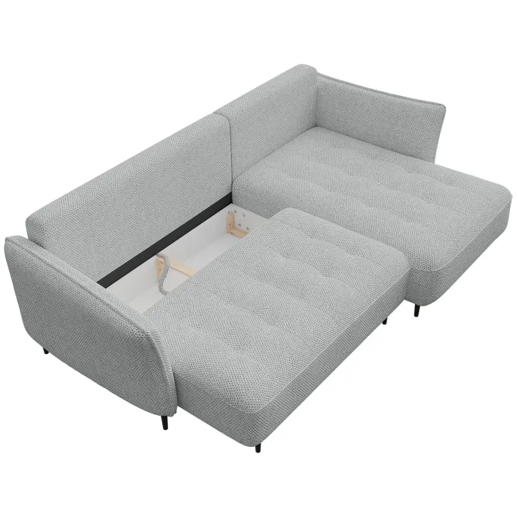 Divano letto angolare sinistro 3 posti 276x158cm tessuto grigio Angle