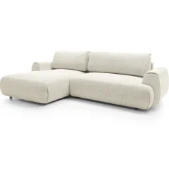 Divano letto angolare sinistra 3 posti 270x167cm tessuto bianco Cloudify
