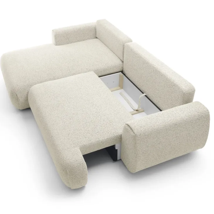 Divano letto angolare sinistra 3 posti 270x167cm tessuto bianco Cloudify
