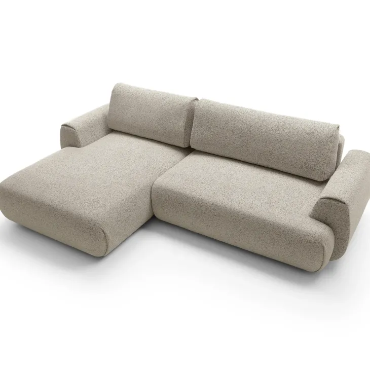 Divano letto angolare sinistra 3 posti 270x167cm tessuto beige Cloudify