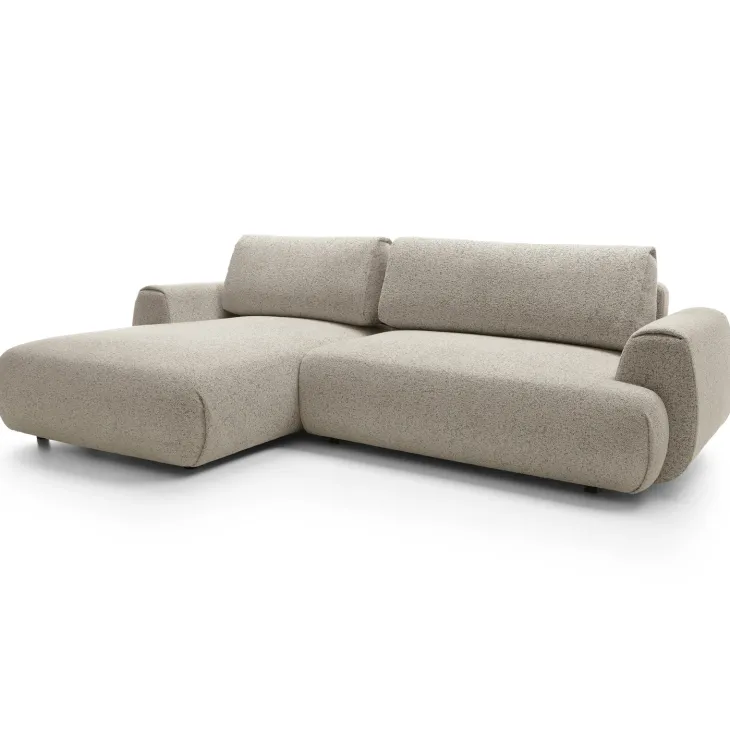 Divano letto angolare sinistra 3 posti 270x167cm tessuto beige Cloudify