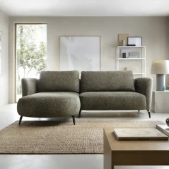 Divano letto angolare sinistra 3 posti 260x180cm tessuto bouclè verde Repose