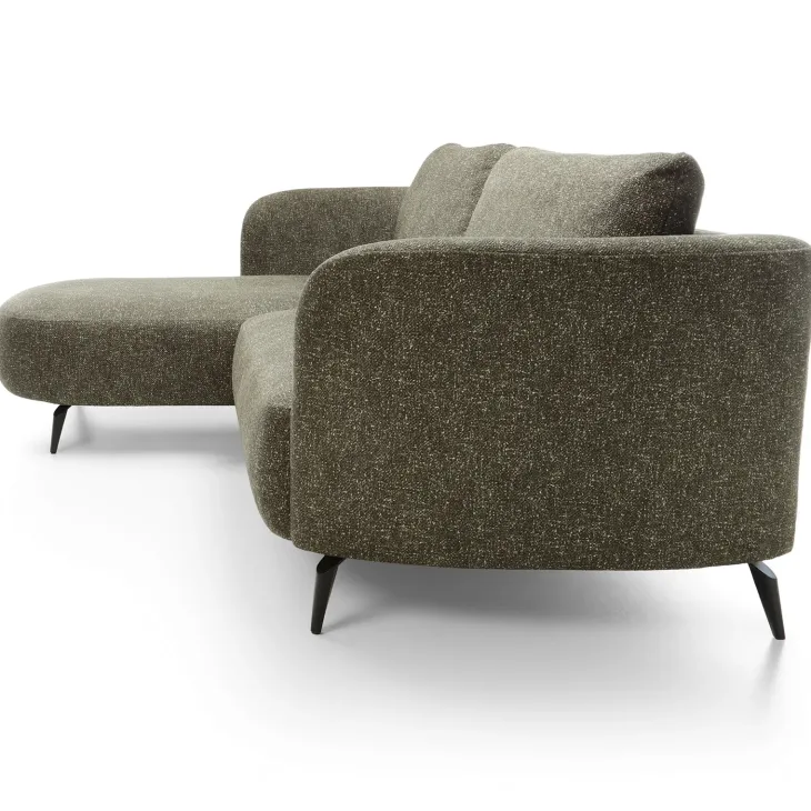 Divano letto angolare sinistra 3 posti 260x180cm tessuto bouclè verde Repose