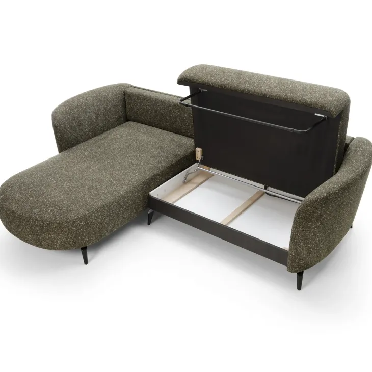 Divano letto angolare sinistra 3 posti 260x180cm tessuto bouclè verde Repose