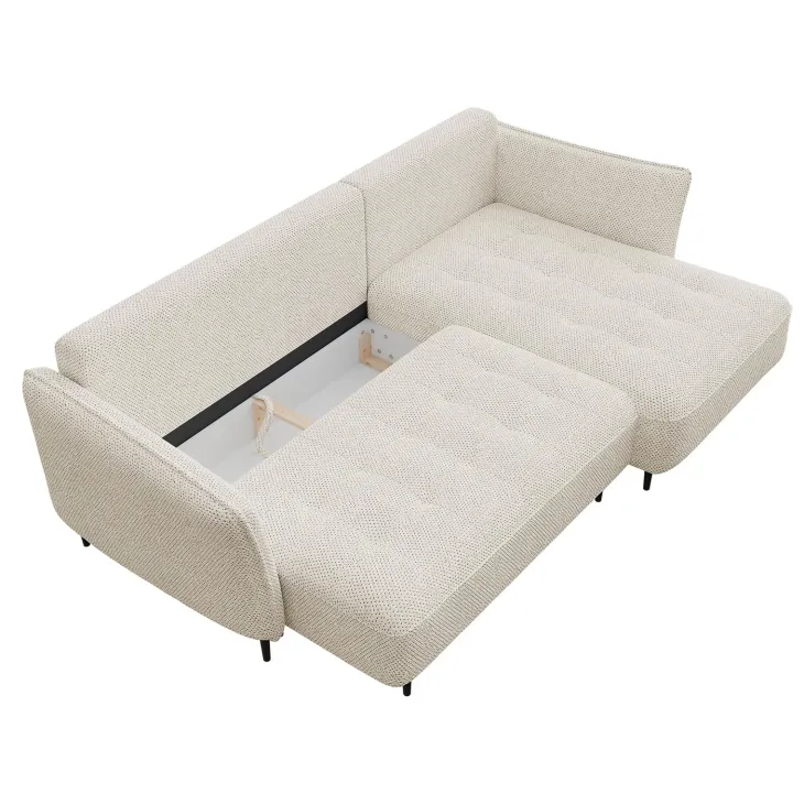 Divano letto angolare sinistro 3 posti 276x158cm tessuto beige Angle